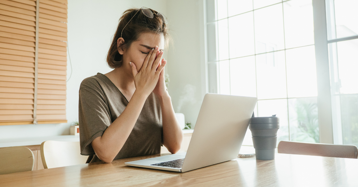 woman working and tired