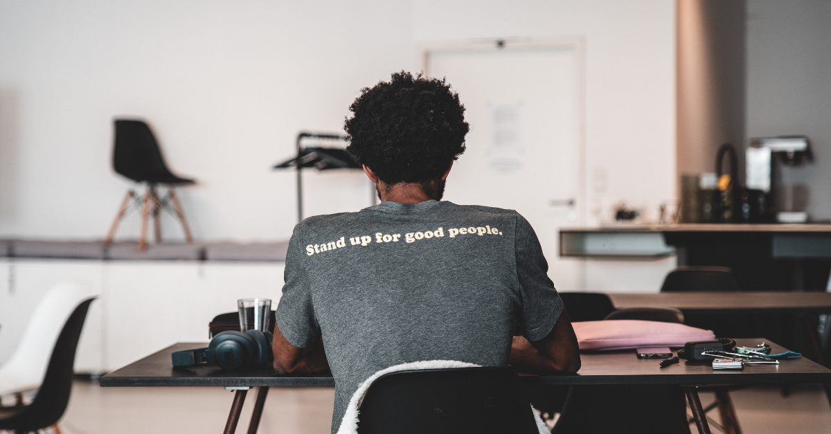 man working at desk